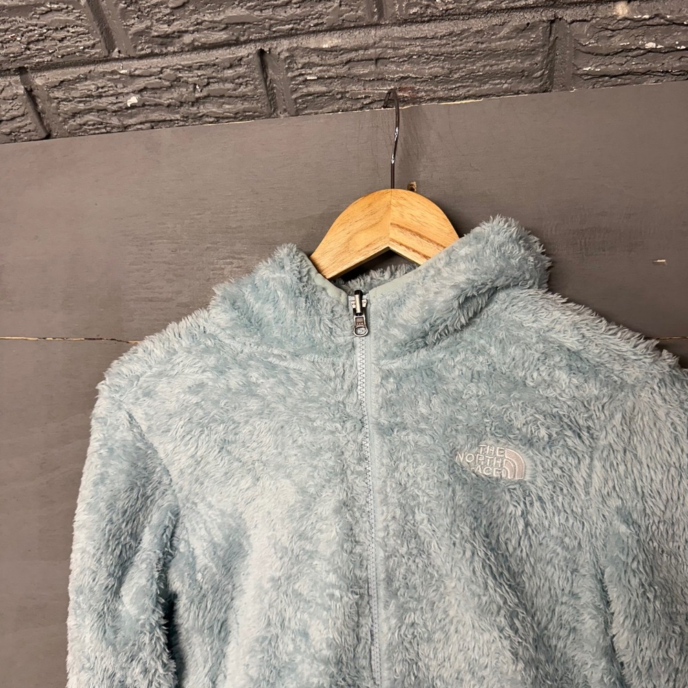 The North Face Girls Suave Oso Full Zip Hooded Fleece Jacket Light Blue‎ Size L
